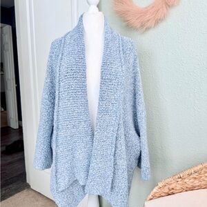 Free People Light Blue Textured Cardigan